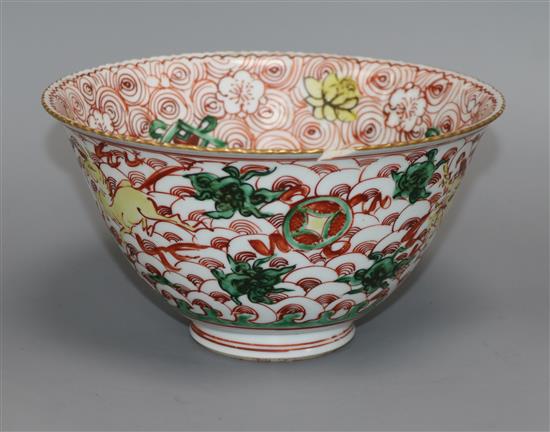 A Japanese famille verte porcelain bowl diameter 21cm